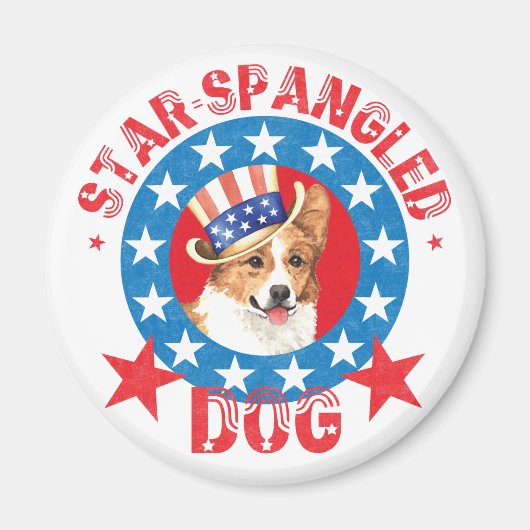 Patriotic Pembroke Welsh Corgi Magnet (Vorne)