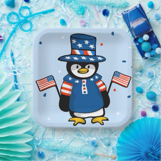 Patriotic Penguin Pappteller (Party)