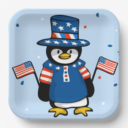 Patriotic Penguin Pappteller (Vorderseite)