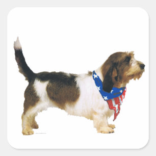 Patriotic Petit Basset Griffon Vendeen Quadratischer Aufkleber