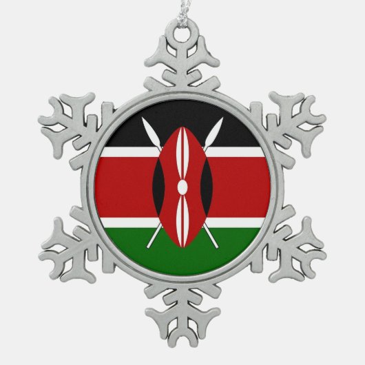 Patriotic Pewter Snowflake Ornament Kenya Flagge (Vorderseite)