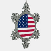 Patriotic Pewter Snowflake Ornament mit US-Flagge (Links)