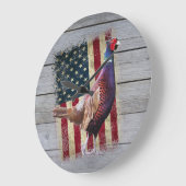 Patriotic Pheasant Jagd Décor große Uhr (Winkel)