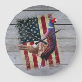 Patriotic Pheasant Jagd Décor große Uhr (Vorderseite)