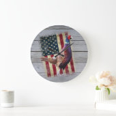 Patriotic Pheasant Jagd Décor große Uhr (Zuhause)