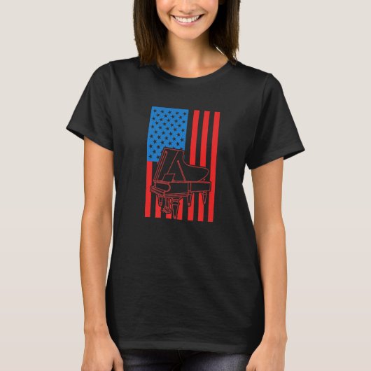 Patriotic Pianist US Flag Piano Premium T-Shirt (Vorderseite)
