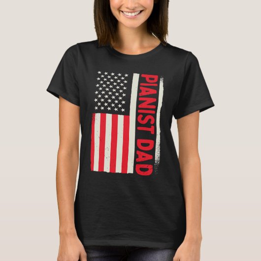 Patriotic Piano Player Piano Music Pianist Dad Ame T-Shirt (Vorderseite)