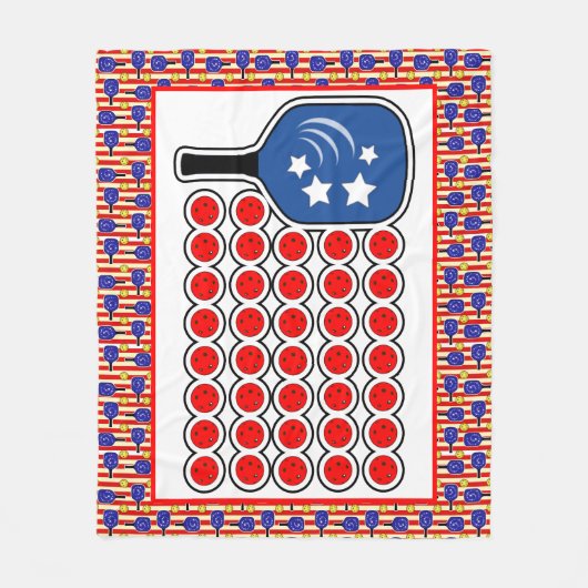 Patriotic Pickleball Red White Blue American Flag Fleecedecke (Vorderseite)