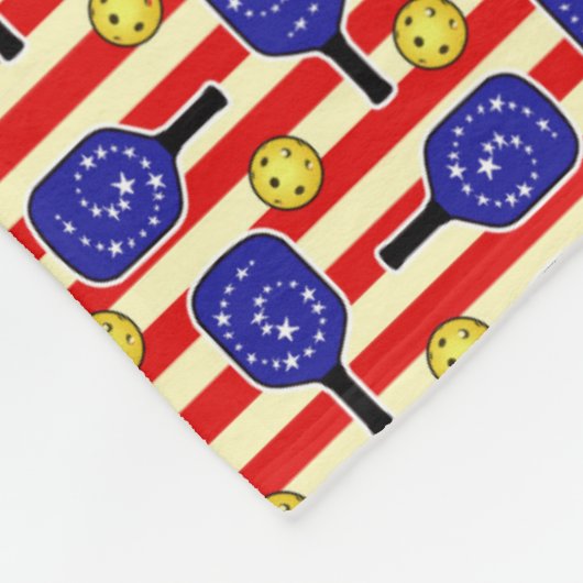 Patriotic Pickleball Red White Blue American Flag Fleecedecke (Ecke)