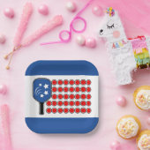 Patriotic Pickleball Red White Blue American Flag Pappteller (Party)