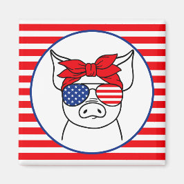Patriotic Pig Magnet