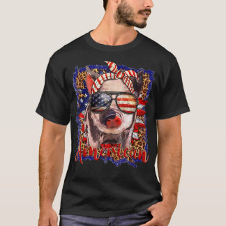 Patriotic Pig USA Flag 4. Juli Sonnenblume Leopa T-Shirt