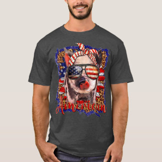 Patriotic Pig Usa Flag 4. Juli Sonnenblume Leopa T-Shirt