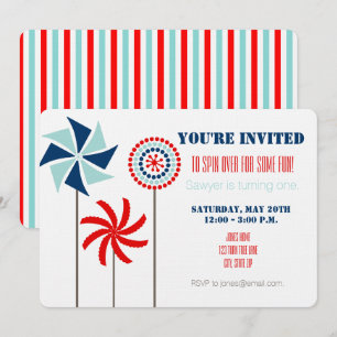 Patriotic Pinwheel Birthday Einladung