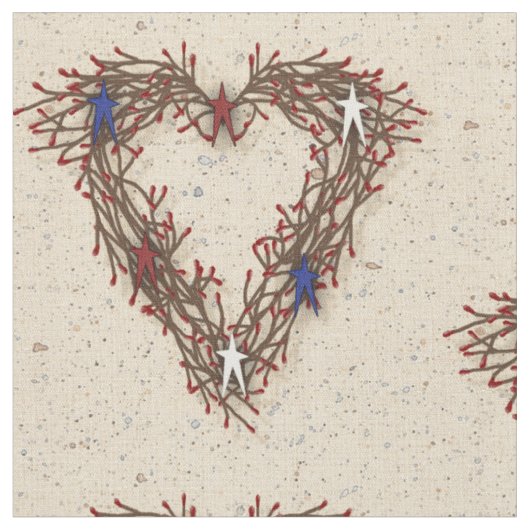 Patriotic Pip Berry Heart Fabric Stoff (Nahaufnahme)