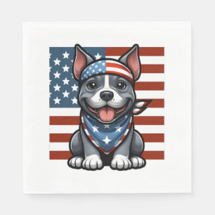 Patriotic Pitbull American Flag 4. Juli GRILLEN Serviette