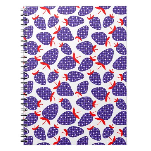 Patriotic Plaid Strawberry Notizblock (Vorderseite)