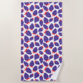 Patriotic Plaid Strawberry Strandtuch (Vorderseite)