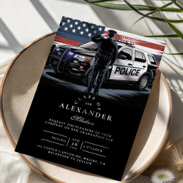 Patriotic Police Officer Graduation Einladung