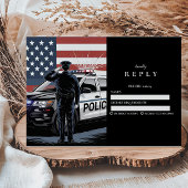Patriotic Police Officer Graduation RSVP Karte