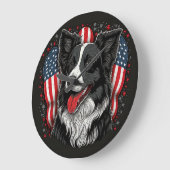 Patriotic Pooch Große Wanduhr (Winkel)