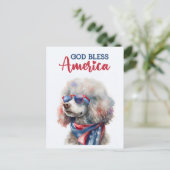 Patriotic Poodle, Gott segne Amerika Postkarte (Stehend Vorderseite)
