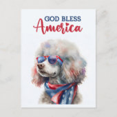 Patriotic Poodle, Gott segne Amerika Postkarte (Vorderseite)
