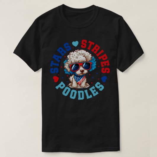 Patriotic Poodle Hund für 4. Juli Feier T-Shirt (Design vorne)