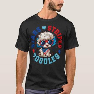 Patriotic Poodle Hund für 4. Juli Feier T-Shirt