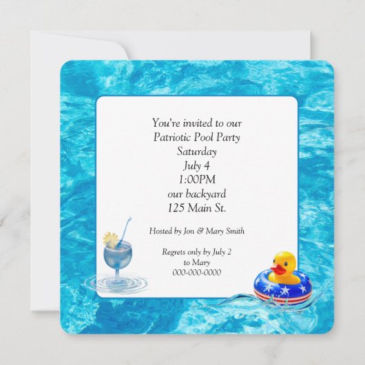 Patriotic Pool Party Einladung (Rückseite)