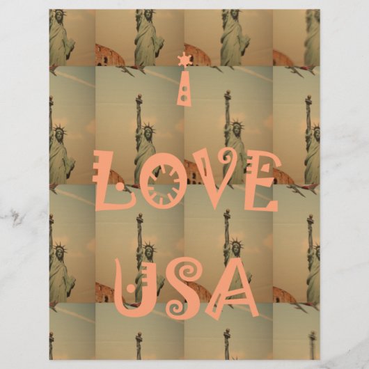 Patriotic Pop Art: "I Liebe USA" Grafikdesign Briefbogen (Vorderseite)