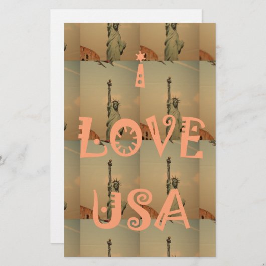 Patriotic Pop Art: "I Liebe USA" Grafikdesign Briefpapier (Vorne/Hinten)