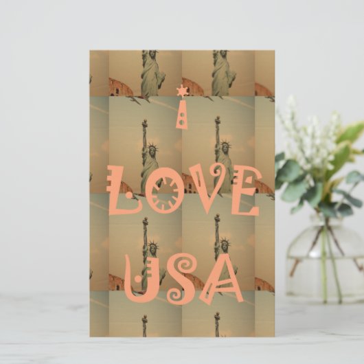 Patriotic Pop Art: "I Liebe USA" Grafikdesign Briefpapier (Stehend Vorderseite)