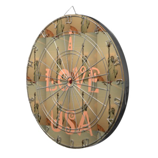 Patriotic Pop Art: "I Liebe USA" Grafikdesign Dartscheibe (Vorderseite rechts)