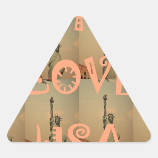 Patriotic Pop Art: "I Liebe USA" Grafikdesign Dreieckiger Aufkleber (Vorderseite)