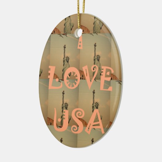 Patriotic Pop Art: "I Liebe USA" Grafikdesign Keramikornament (Links)