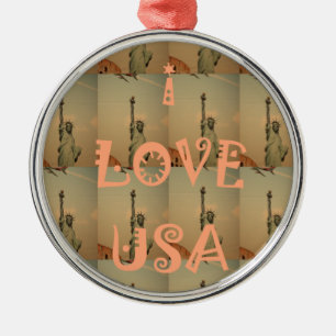 Patriotic Pop Art: "I Liebe USA" Grafikdesign Ornament Aus Metall