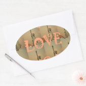 Patriotic Pop Art: "I Liebe USA" Grafikdesign Ovaler Aufkleber (Umschlag)