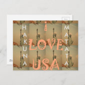 Patriotic Pop Art: "I Liebe USA" Grafikdesign Postkarte (Vorne/Hinten)