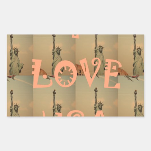 Patriotic Pop Art: "I Liebe USA" Grafikdesign Rechteckiger Aufkleber (Vorderseite)