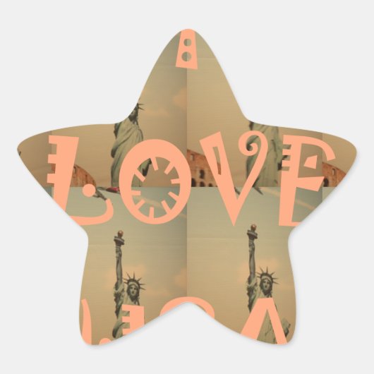 Patriotic Pop Art: "I Liebe USA" Grafikdesign Stern-Aufkleber (Vorderseite)