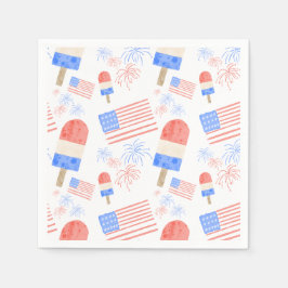 Patriotic Popsicle & Fireworks Napkins Serviette