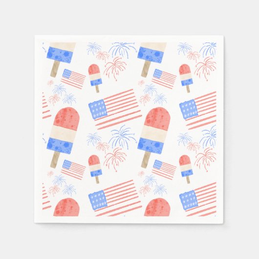 Patriotic Popsicle & Fireworks Napkins Serviette (Vorderseite)