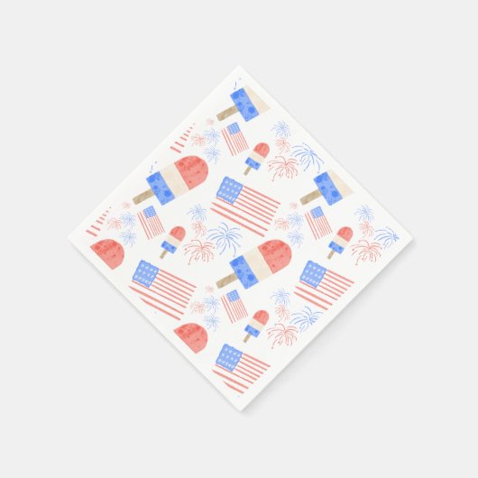 Patriotic Popsicle & Fireworks Napkins Serviette (Ecke)
