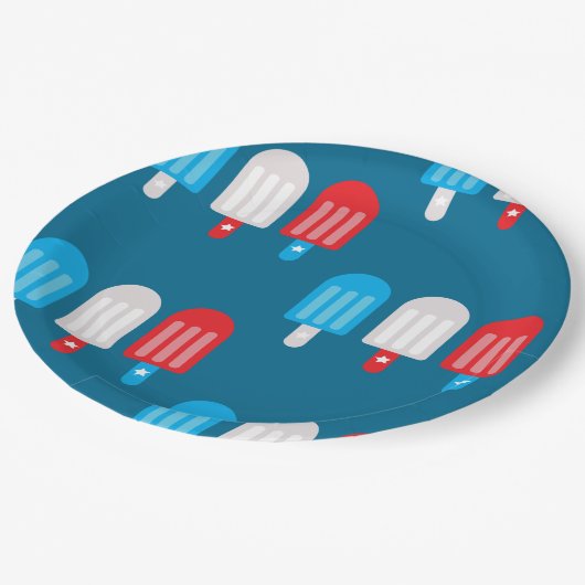 Patriotic Popsicle Pattern Pappteller (Schrägansicht)