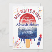 Patriotic Popsicle Red White Due 4. Baby Dusche Einladung (Vorderseite)