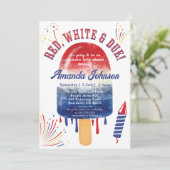 Patriotic Popsicle Red White Due 4. Baby Dusche Einladung (Stehend Vorderseite)