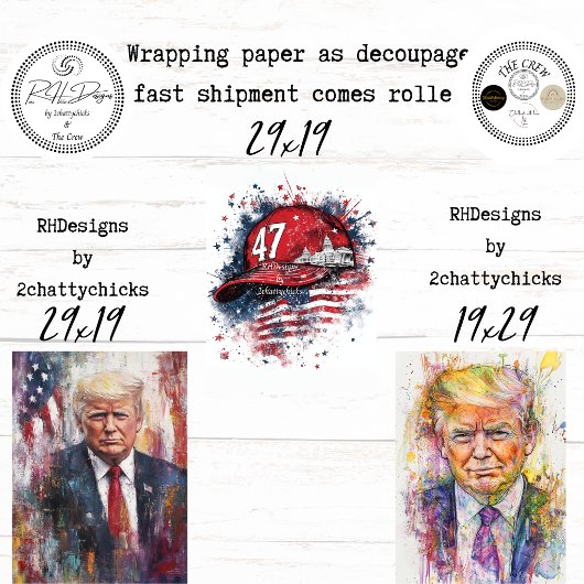 Patriotic Presidential Portrait Abstract Decoupage Geschenkpapier Set