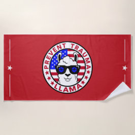 Patriotic Prevent Trauma Llama Beach Handtuch
