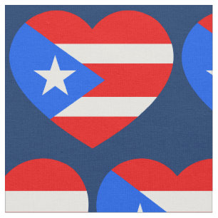 Patriotic Puerto Rico Flag Liebe Herz Muster Stoff